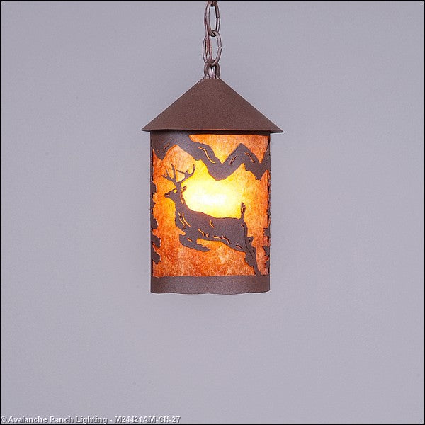 Avalanche Ranch Cascade Lantern-Valley Deer M24421AM-CH-27 Pendant Light - Rustic Brown