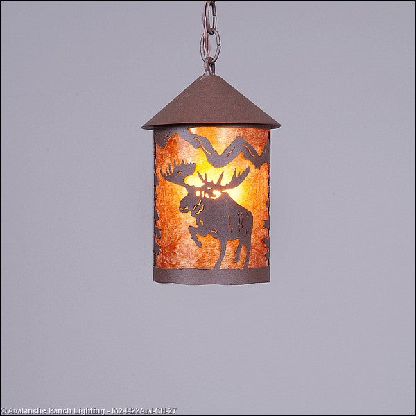 Avalanche Ranch Cascade Lantern-Alaska Moose M24422AM-CH-27 Pendant Light - Rustic Brown