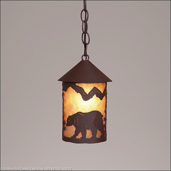 Avalanche Ranch Cascade Lantern-Mountain Bear M24425AL-CH-27 Pendant Light - Rustic Brown