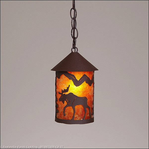 Avalanche Ranch Cascade Lantern-Mountain Moose M24427AM-CH-27 Pendant Light - Rustic Brown