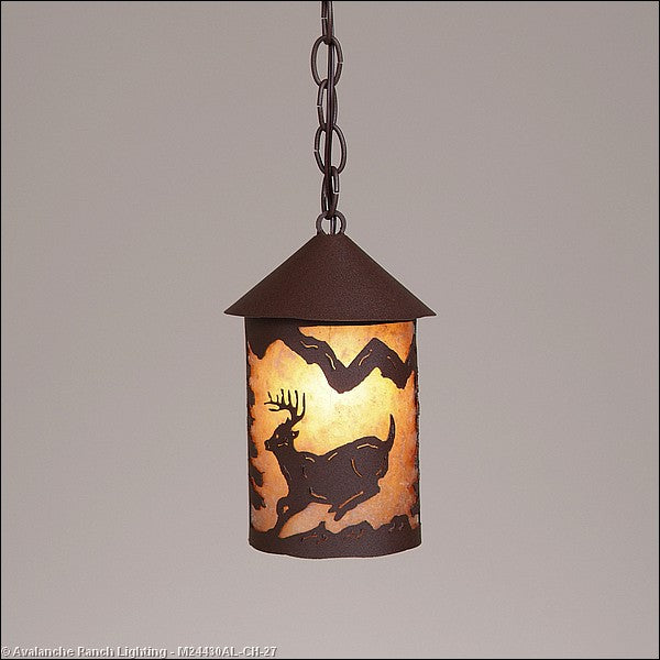 Avalanche Ranch Cascade Lantern-Mountain Deer M24430AL-CH-27 Pendant Light - Rustic Brown