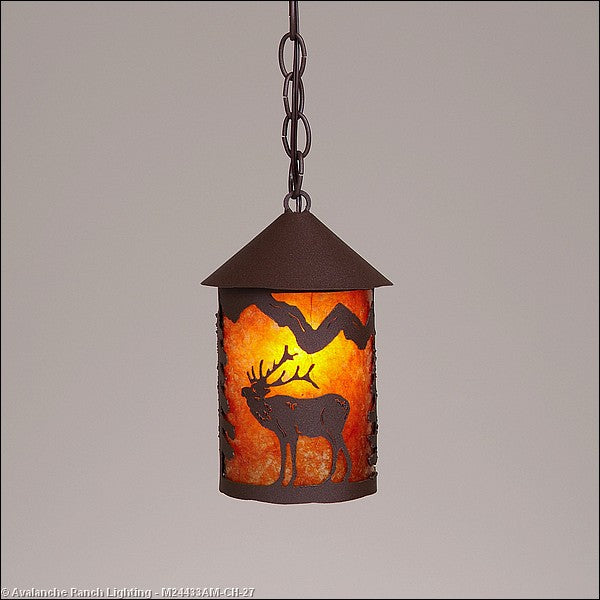 Avalanche Ranch Cascade Lantern-Mountain Elk M24433AM-CH-27 Pendant Light - Rustic Brown