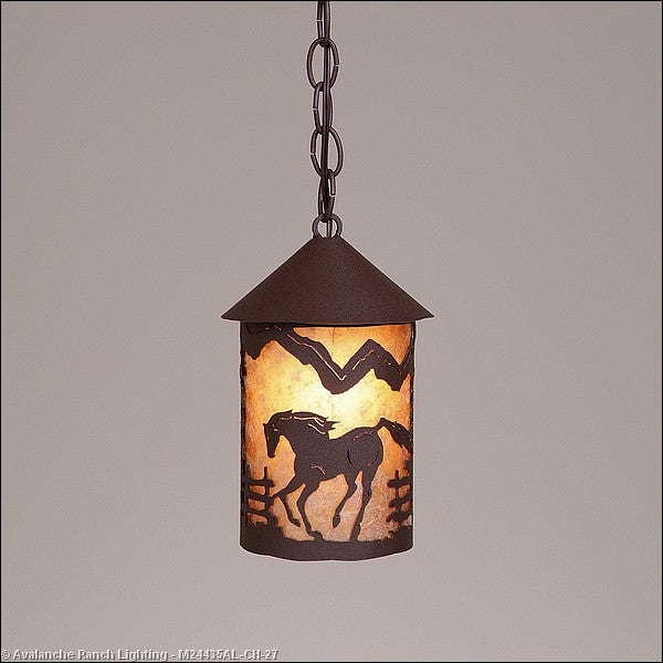 Avalanche Ranch Cascade Lantern-Mountain Horse M24435AL-CH-27 Pendant Light - Rustic Brown