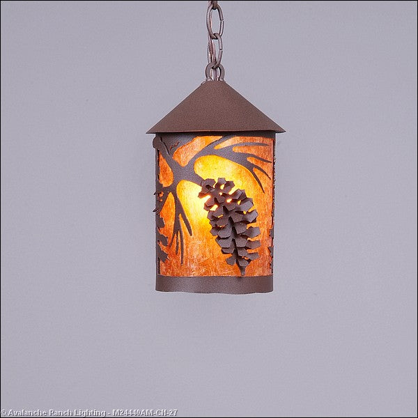 Avalanche Ranch Cascade Lantern-Spruce Cone M24440AM-CH-27 Pendant Light - Rustic Brown