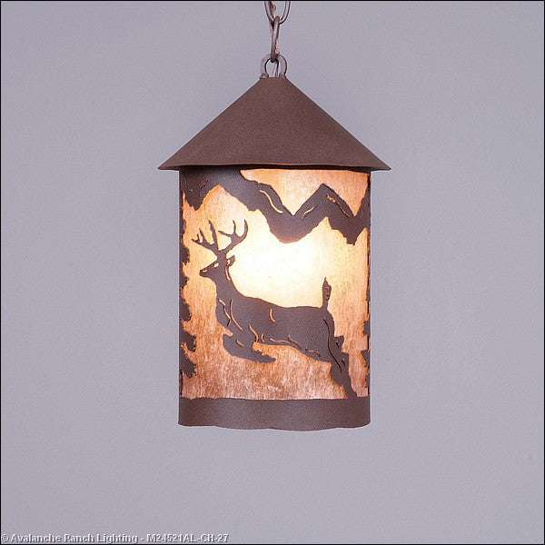 Avalanche Ranch Cascade Lantern-Valley Deer M24521AL-CH-27 Pendant Light - Rustic Brown