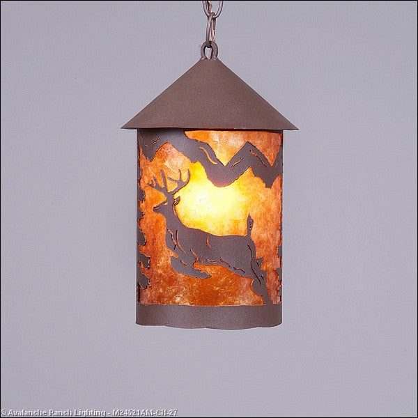Avalanche Ranch Cascade Lantern-Valley Deer M24521AM-CH-27 Pendant Light - Rustic Brown