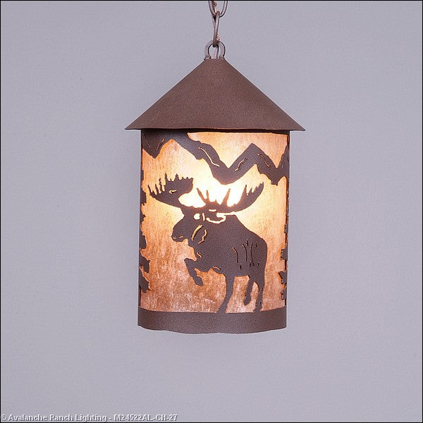Avalanche Ranch Cascade Lantern-Alaska Moose M24522AL-CH-27 Pendant Light - Rustic Brown