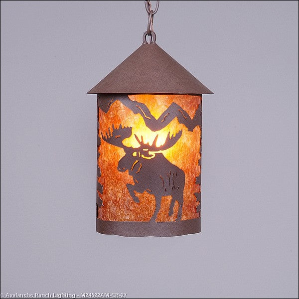 Avalanche Ranch Cascade Lantern-Alaska Moose M24522AM-CH-27 Pendant Light - Rustic Brown