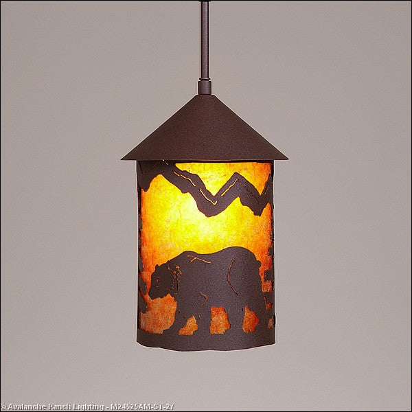 Avalanche Ranch Cascade Lantern-Mountain Bear M24525AM-ST-27 Pendant Light - Rustic Brown