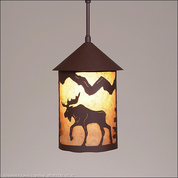 Avalanche Ranch Cascade Lantern-Mountain Moose M24527AL-ST-27 Pendant Light - Rustic Brown