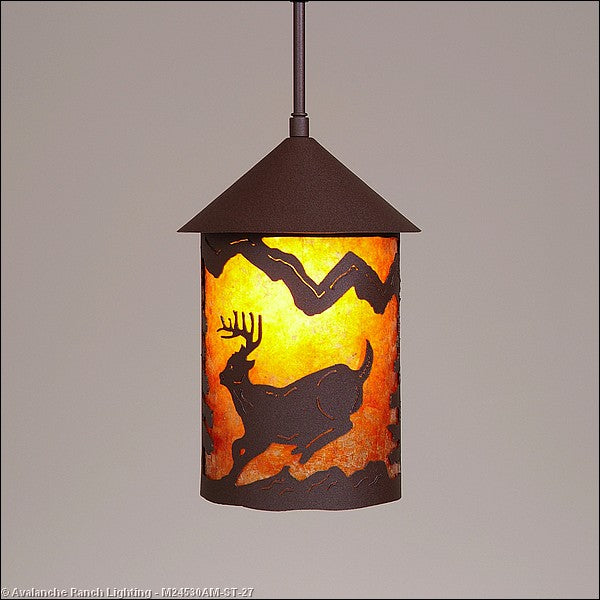 Avalanche Ranch Cascade Lantern-Mountain Deer M24530AM-ST-27 Pendant Light - Rustic Brown