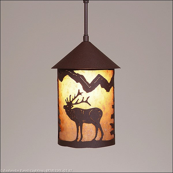 Avalanche Ranch Cascade Lantern-Mountain Elk M24533AL-ST-27 Pendant Light - Rustic Brown