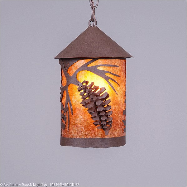 Avalanche Ranch Cascade Lantern-Spruce Cone M24540AM-CH-27 Pendant Light - Rustic Brown