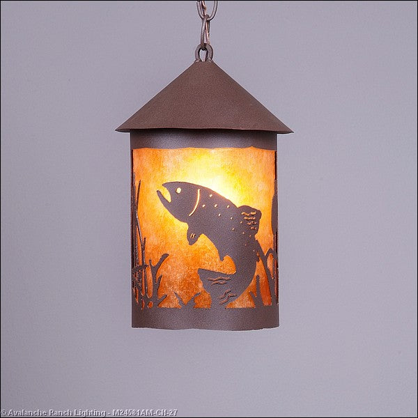 Avalanche Ranch Cascade Lantern-Trout M24581AM-CH-27 Pendant Light - Rustic Brown