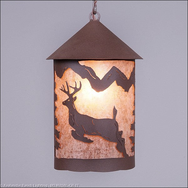 Avalanche Ranch Cascade Lantern-Valley Deer M24621AL-CH-27 Pendant Light - Rustic Brown