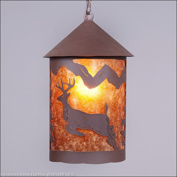 Avalanche Ranch Cascade Lantern-Valley Deer M24621AM-CH-27 Pendant Light - Rustic Brown