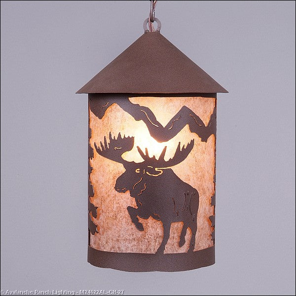 Avalanche Ranch Cascade Lantern-Alaska Moose M24622AL-CH-27 Pendant Light - Rustic Brown