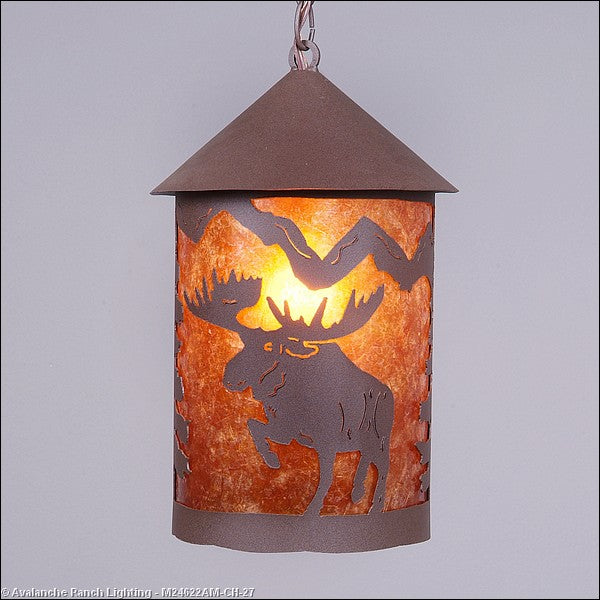 Avalanche Ranch Cascade Lantern-Alaska Moose M24622AM-CH-27 Pendant Light - Rustic Brown