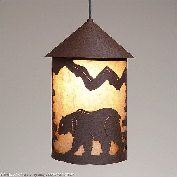Avalanche Ranch Cascade Lantern-Mountain Bear M24625AL-ST-27 Pendant Light - Rustic Brown