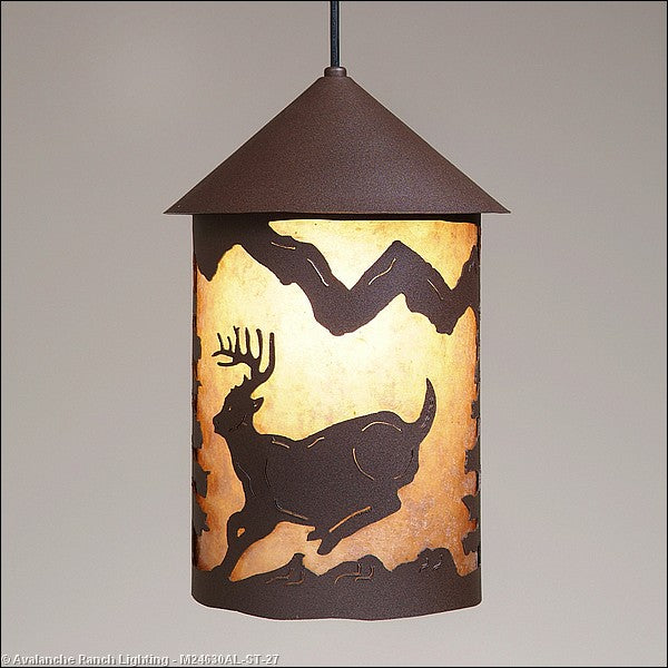 Avalanche Ranch Cascade Lantern-Mountain Deer M24630AL-ST-27 Pendant Light - Rustic Brown