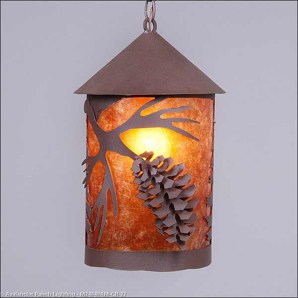 Avalanche Ranch Cascade Lantern-Spruce Cone M24640AM-CH-27 Pendant Light - Rustic Brown