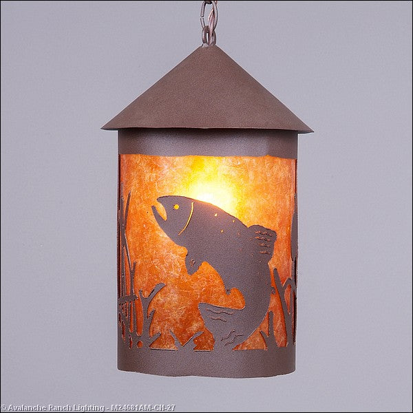 Avalanche Ranch Cascade Lantern-Trout M24681AM-CH-27 Pendant Light - Rustic Brown
