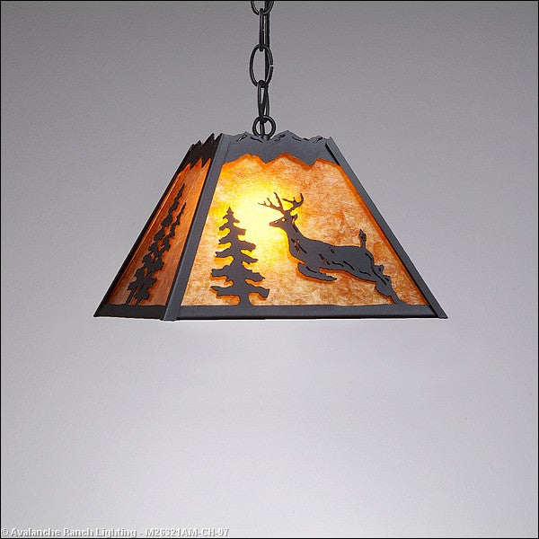 Avalanche Ranch Rocky Mountain-Valley Deer Black Iron M26321AM-CH-97 Pendant Light - Black Iron