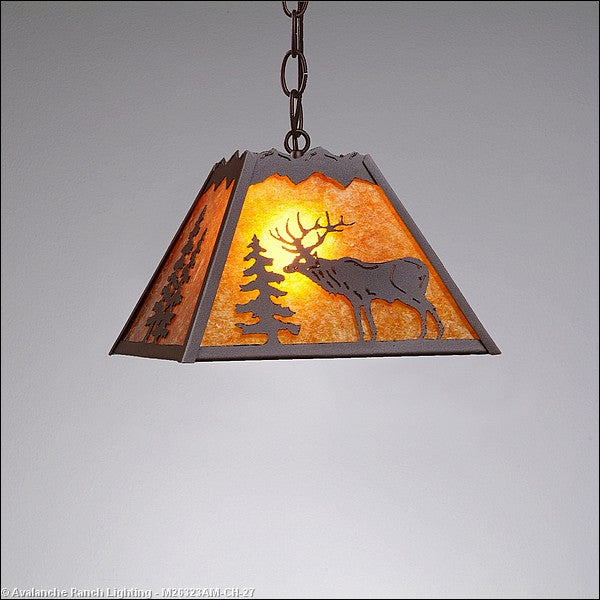 Avalanche Ranch Rocky Mountain-Valley Elk Rustic Brown M26323AM-CH-27 Pendant Light - Rustic Brown