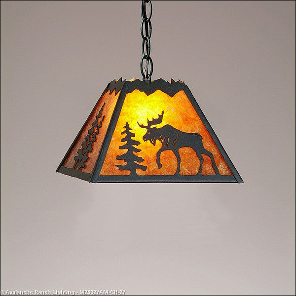 Avalanche Ranch Rocky Mountain-Mountain Moose Rustic Brown M26327AM-CH-27 Pendant Light - Rustic Brown