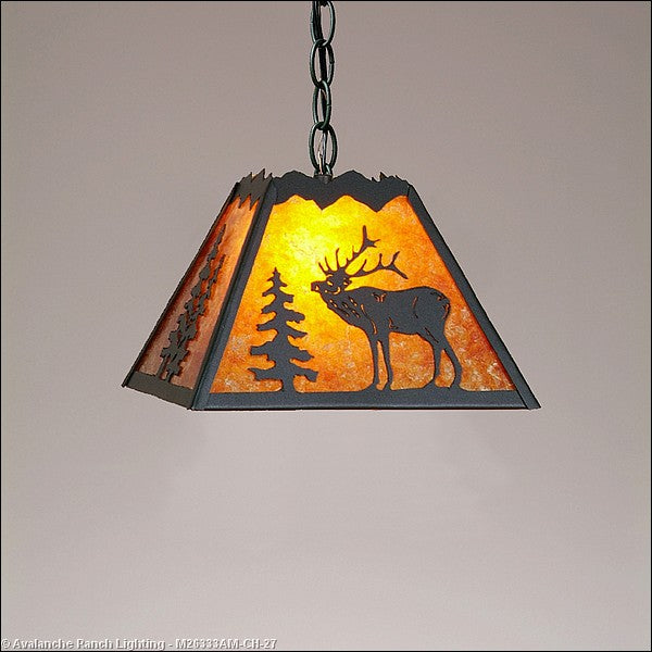 Avalanche Ranch Rocky Mountain-Mountain Elk Rustic Brown M26333AM-CH-27 Pendant Light - Rustic Brown