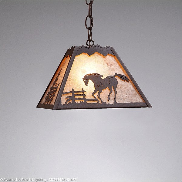 Avalanche Ranch Rocky Mountain-Mountain Horse Rustic Brown M26335AL-CH-27 Pendant Light - Rustic Brown