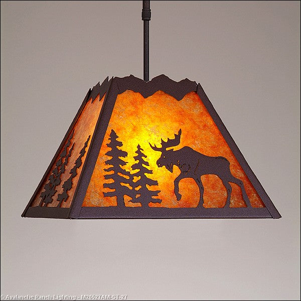 Avalanche Ranch Rocky Mountain-Mountain Moose Rustic Brown M26527AM-ST-27 Pendant Light - Rustic Brown