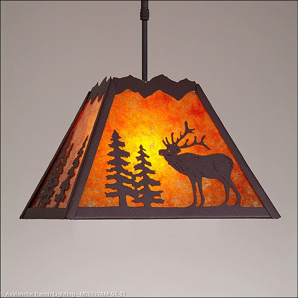 Avalanche Ranch Rocky Mountain-Mountain Elk Rustic Brown M26533AM-ST-27 Pendant Light - Rustic Brown