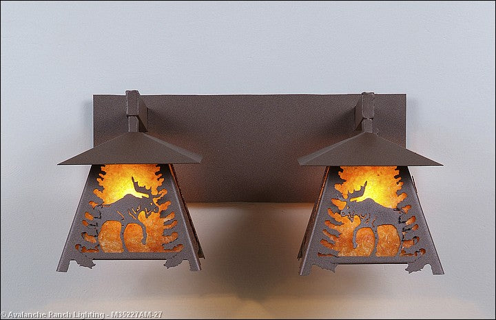 Avalanche Ranch Smoky Mountain-Mountain Moose M35227AM-27 Bath Vanity Light 22 in. wide - Rustic Brown
