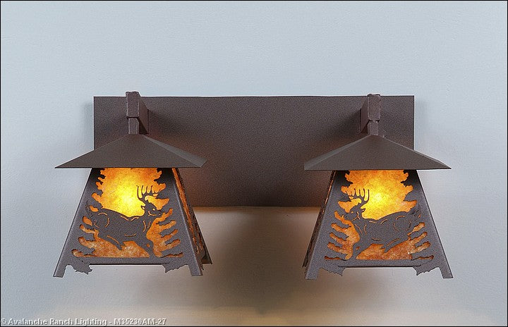 Avalanche Ranch Smoky Mountain-Mountain Deer M35230AM-27 Bath Vanity Light 22 in. wide - Rustic Brown