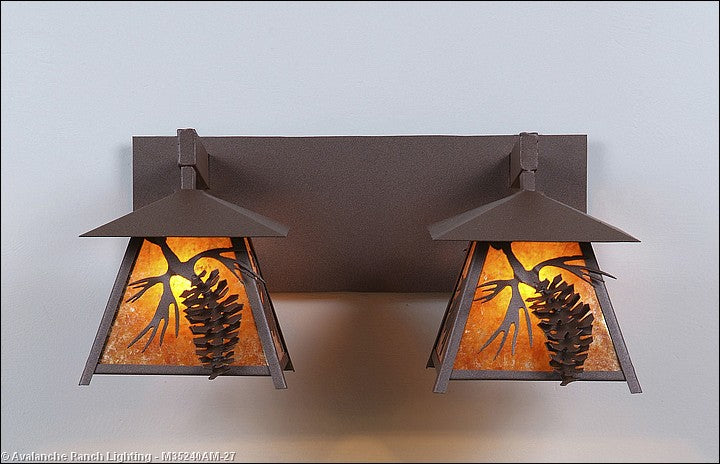 Avalanche Ranch Smoky Mountain-Spruce Cone M35240AM-27 Bath Vanity Light 22 in. wide - Rustic Brown