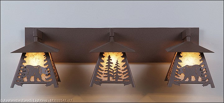 Avalanche Ranch Smoky Mountain-Mountain Bear M35325AL-27 Bath Vanity Light 36 in. wide - Rustic Brown