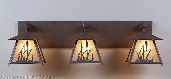 Avalanche Ranch Smoky Mountain-Cattails M35365AL-27 Bath Vanity Light 36 in. wide - Rustic Brown
