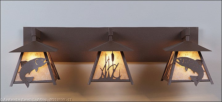 Avalanche Ranch Smoky Mountain-Trout M35381AL-27 Bath Vanity Light 36 in. wide - Rustic Brown