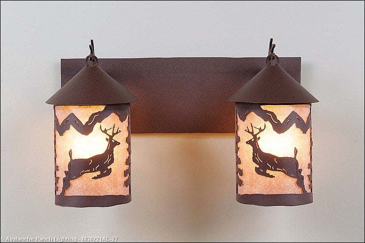 Avalanche Ranch Cascade-Valley Deer M38221AL-27 Bath Vanity Light 18 in. wide - Rustic Brown