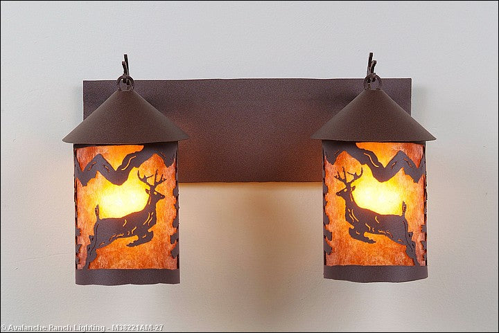 Avalanche Ranch Cascade-Valley Deer M38221AM-27 Bath Vanity Light 18 in. wide - Rustic Brown