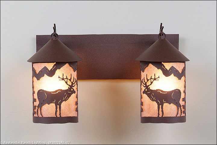 Avalanche Ranch Cascade-Valley Elk M38223AL-27 Bath Vanity Light 18 in. wide - Rustic Brown