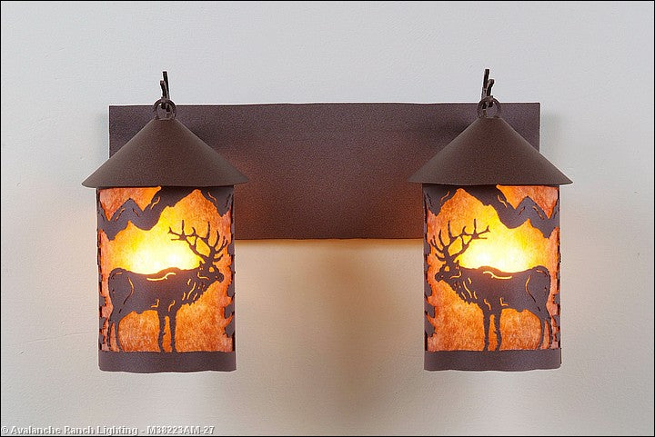 Avalanche Ranch Cascade-Valley Elk M38223AM-27 Bath Vanity Light 18 in. wide - Rustic Brown
