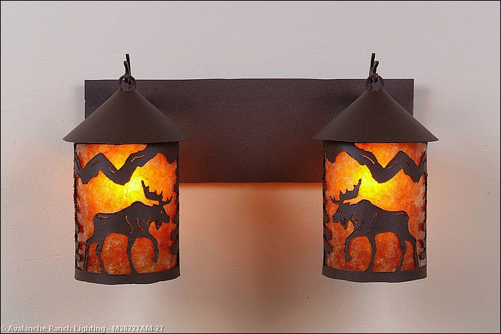 Avalanche Ranch Cascade-Mountain Moose Rustic Brown M38227AM-27 Bath Vanity Light 18 in. wide - Rustic Brown