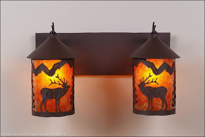 Avalanche Ranch Cascade-Mountain Elk Rustic Brown M38233AM-27 Bath Vanity Light 18 in. wide - Rustic Brown