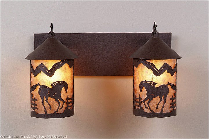 Avalanche Ranch Cascade-Mountain Horse M38235AL-27 Bath Vanity Light 18 in. wide - Rustic Brown