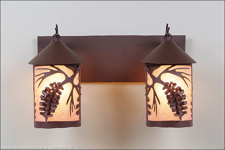 Avalanche Ranch Cascade-Spruce Cone M38240AL-27 Bath Vanity Light 18 in. wide - Rustic Brown