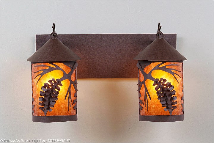 Avalanche Ranch Cascade-Spruce Cone M38240AM-27 Bath Vanity Light 18 in. wide - Rustic Brown