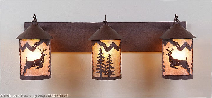 Avalanche Ranch Cascade-Valley Deer M38321AL-27 Bath Vanity Light 30 in. wide - Rustic Brown