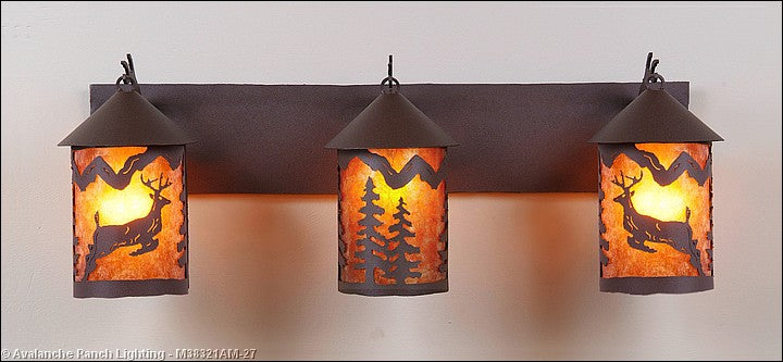 Avalanche Ranch Cascade-Valley Deer M38321AM-27 Bath Vanity Light 30 in. wide - Rustic Brown